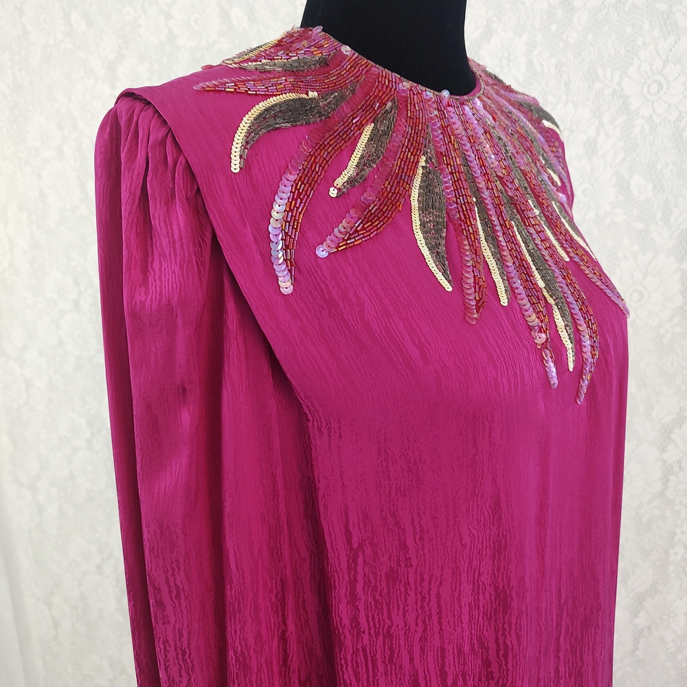 Neiman-Marcus Pink Silk Beaded Sequin Vintage Dress